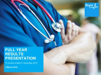FULL YEAR  RESULTS  PRESENTATION  12 months ended 31 December 2015  3 March 2016  FULL YEAR RESULTS