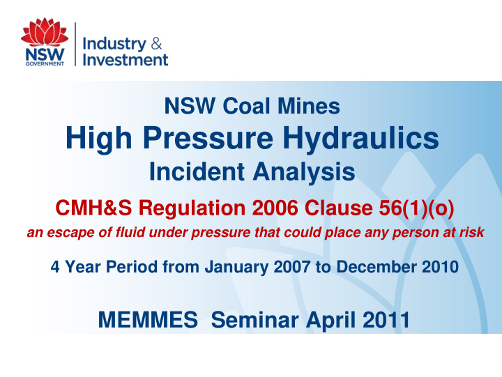 high pressure hydraulics