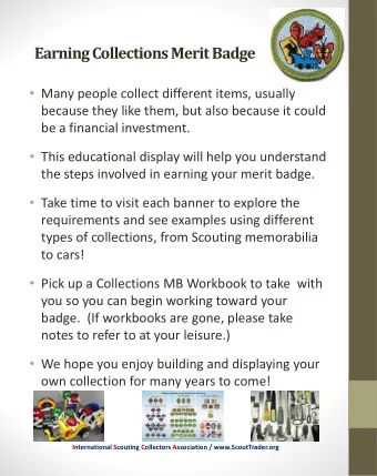 Earning Collections Merit Badge  Many people collect different items, usually  because they like