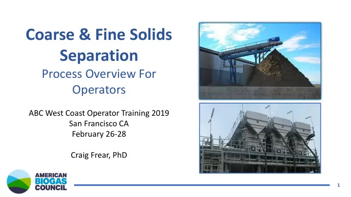 coarse amp fine solids separation