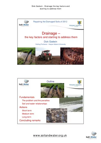 Drainage   the key factors and starting to address them  Dick Godwin  Visiting Professor -