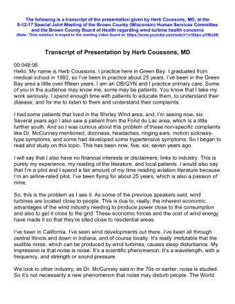 Transcript of Presentation by Herb Coussons, MD  00:048:06  Hello. My name is Herb Coussons. I