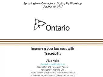 Improving  roving your  ur busine  siness  s with  h  Traceab  ceabilit  ility  Alex  x Heim