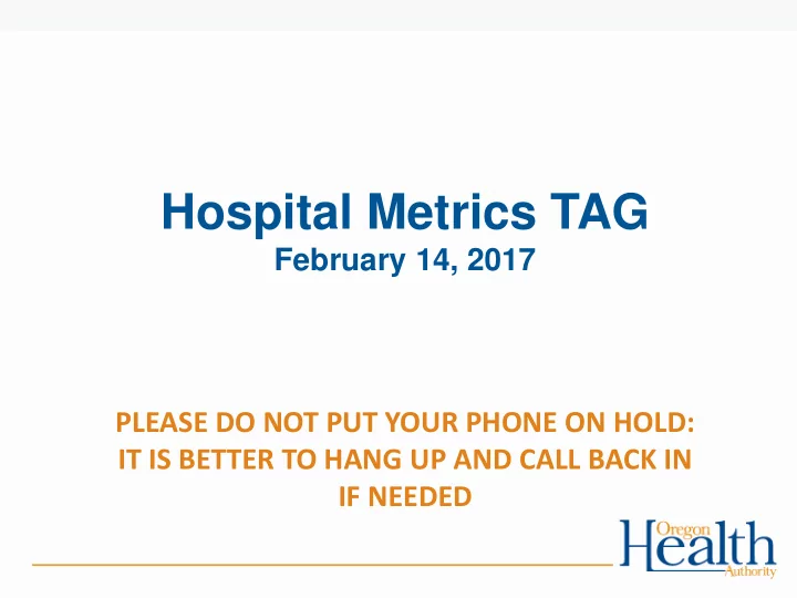 hospital metrics tag