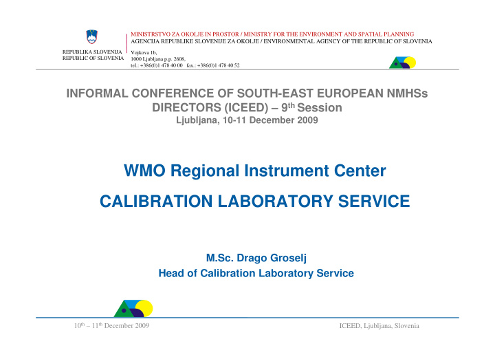 wmo regional instrument center calibration laboratory