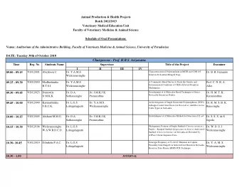 Chairperson : Prof. H.B.S. Ariyaratne  Time  Reg. No  Students Name  Supervisor  Title of the