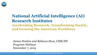 National Artificial Intelligence (AI)  Research Institutes  Accelerating Research, Transforming