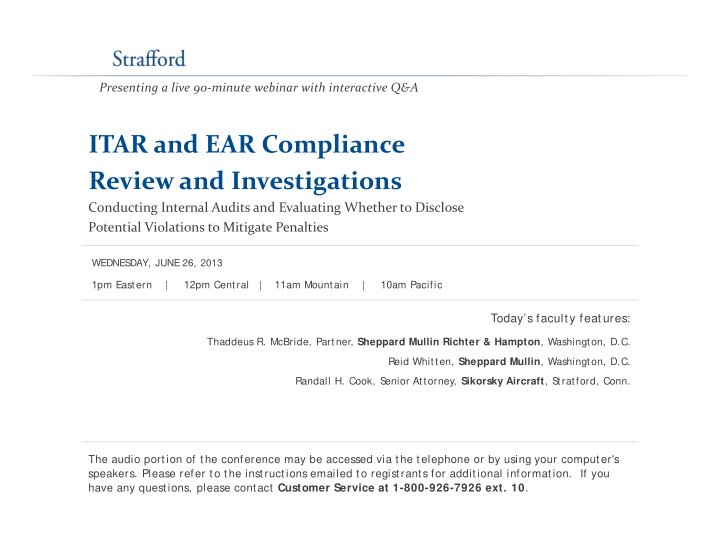 itar and ear compliance r review and investigations i d i