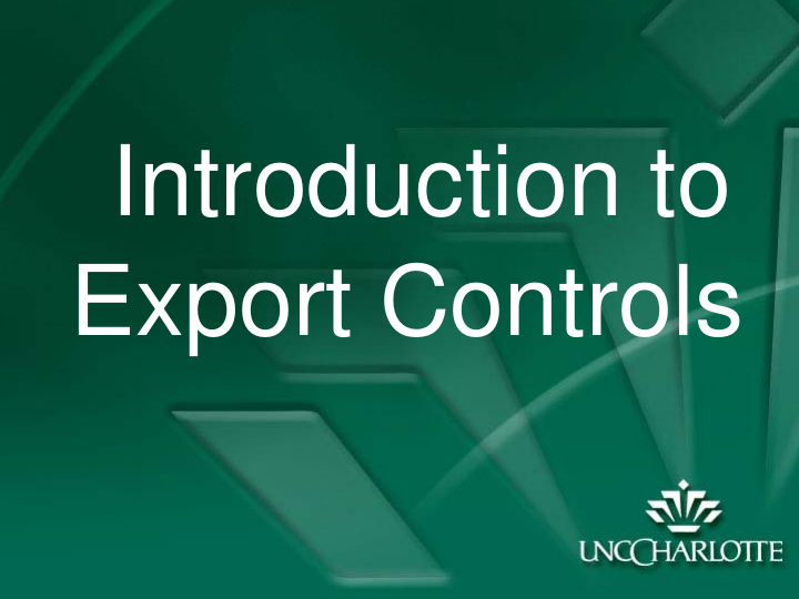 introduction to export controls introduction