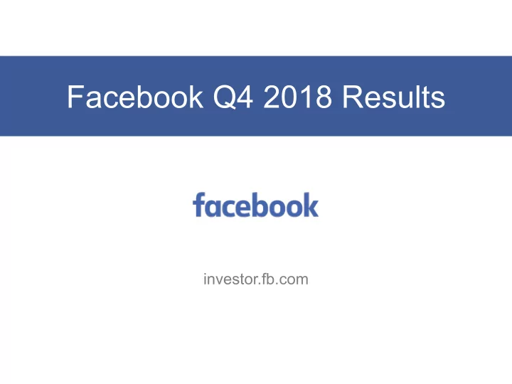facebook q4 2018 results