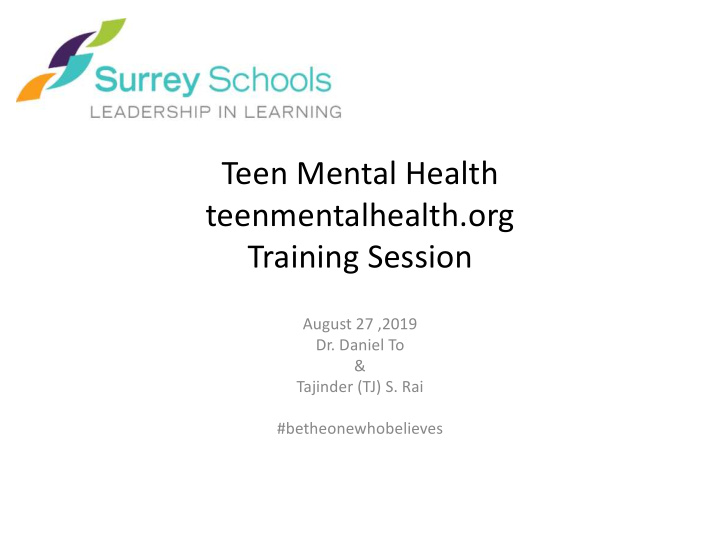 teen mental health teenmentalhealth org training session