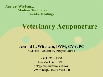 Veterinary Acupuncture  Arnold L. Wittstein, DVM, CVA, PC  Certified Veterinary Acupuncturist