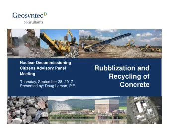 Rubblization and  Citizens Advisory Panel  Meeting  Recycling of  Thursday, September 28, 2017