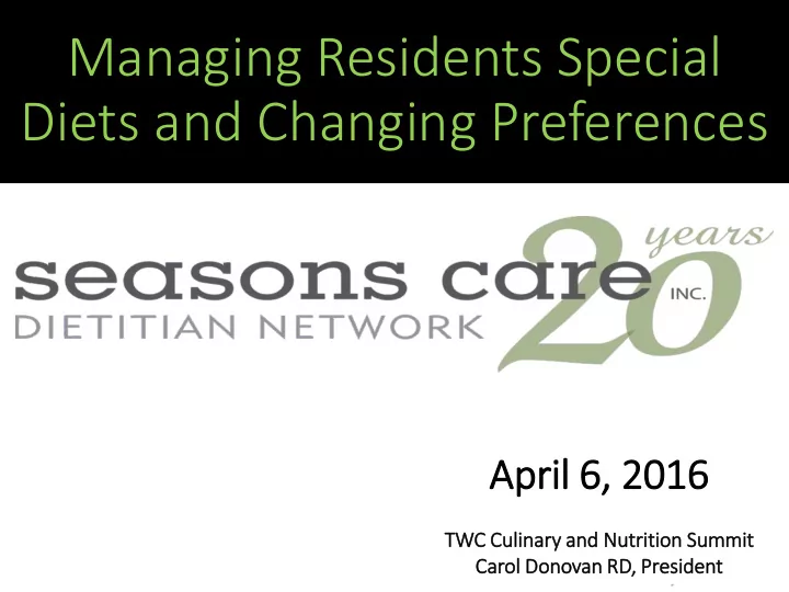 managing residents special