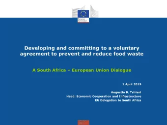 Developing and committing to a voluntary  agreement to prevent and reduce food waste A South Africa