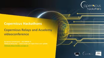 Copernicus Hackathons  Copernicus Relays and Academy  videoconference European Commission  DG