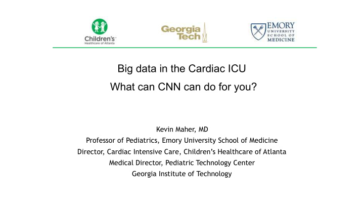 big data in the cardiac icu