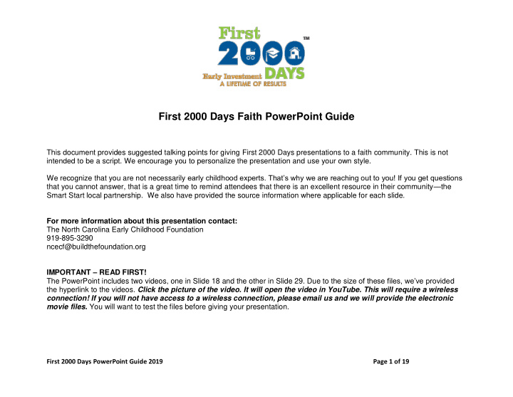 first 2000 days faith powerpoint guide