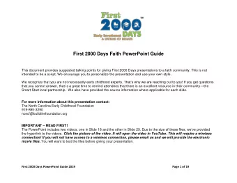 First 2000 Days Faith PowerPoint Guide  This document provides suggested talking points for giving