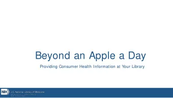 Beyond an Apple a Day  Providing Consumer Health Information at Your Library  Learning Objectives
