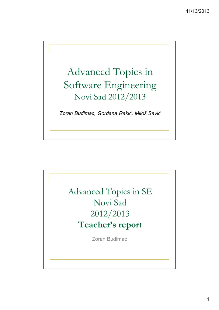 advanced topics in software engineering