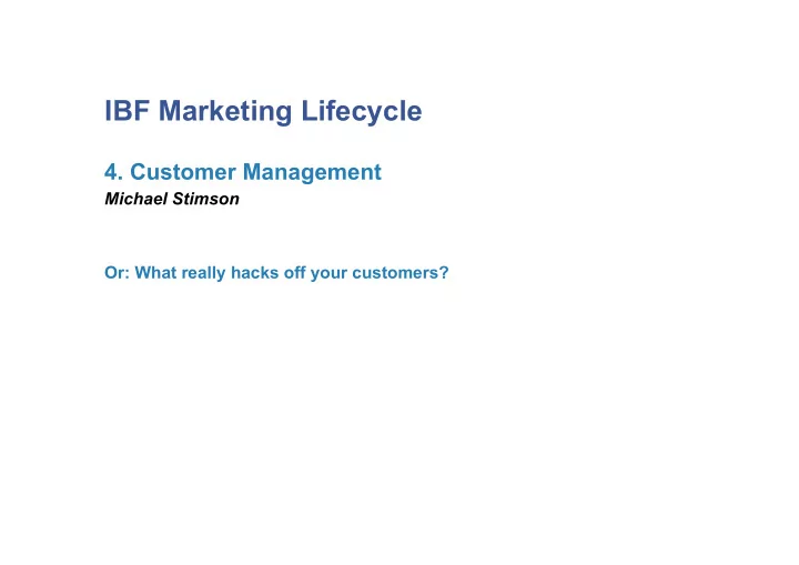 ibf marketing lifecycle