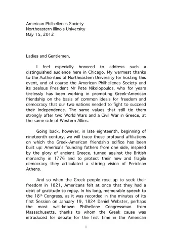 American Philhellenes Society  Northeastern Illinois University  May 15, 2012  Ladies and