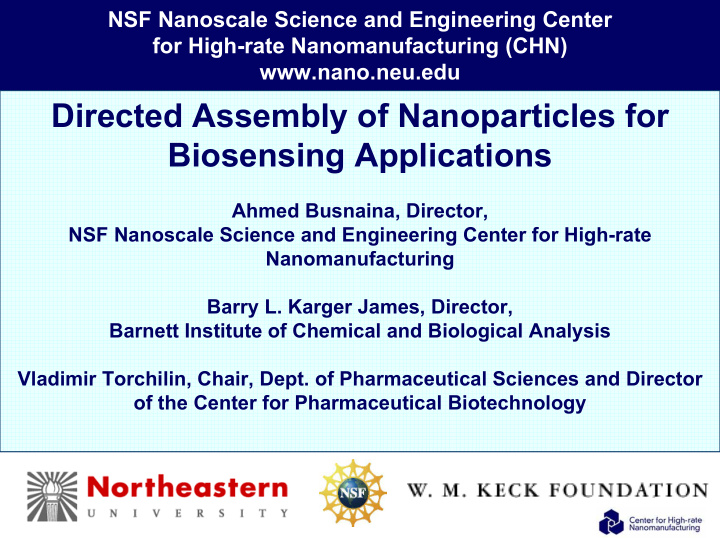 directed assembly of nanoparticles for biosensing
