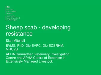 Sheep scab - developing  resistance  Sian Mitchell  BVMS, PhD, Dip EVPC, Dip ECSRHM,  MRCVS  APHA