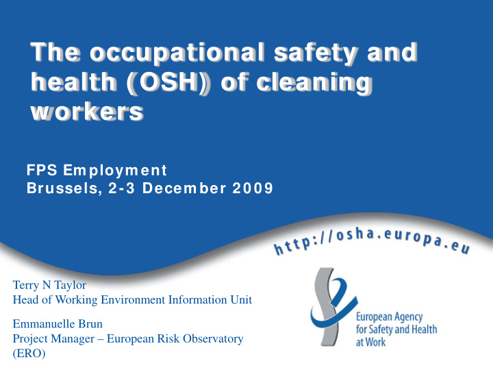 the occupational safety and health osh of cleaning w