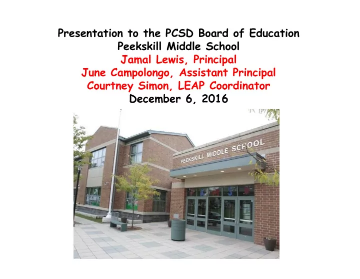 presentation to the pcsd board of education peekskill