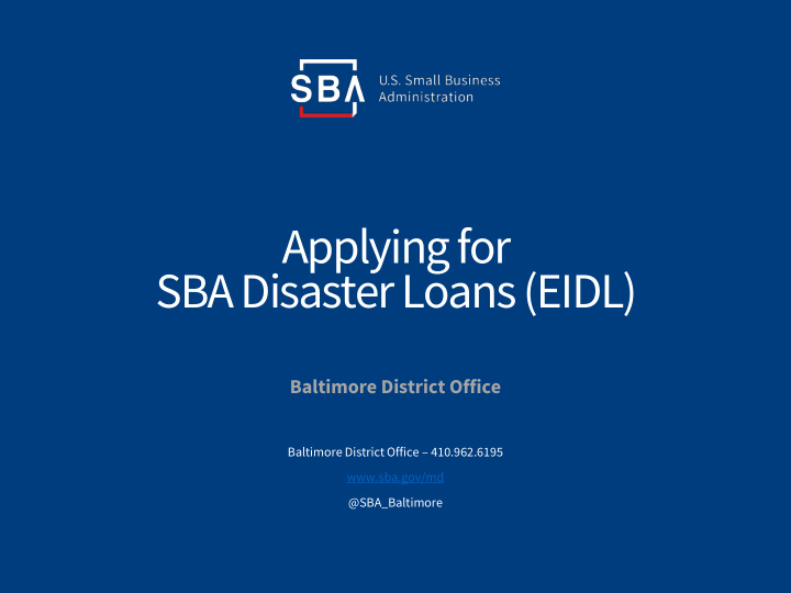 sba disaster loans eidl