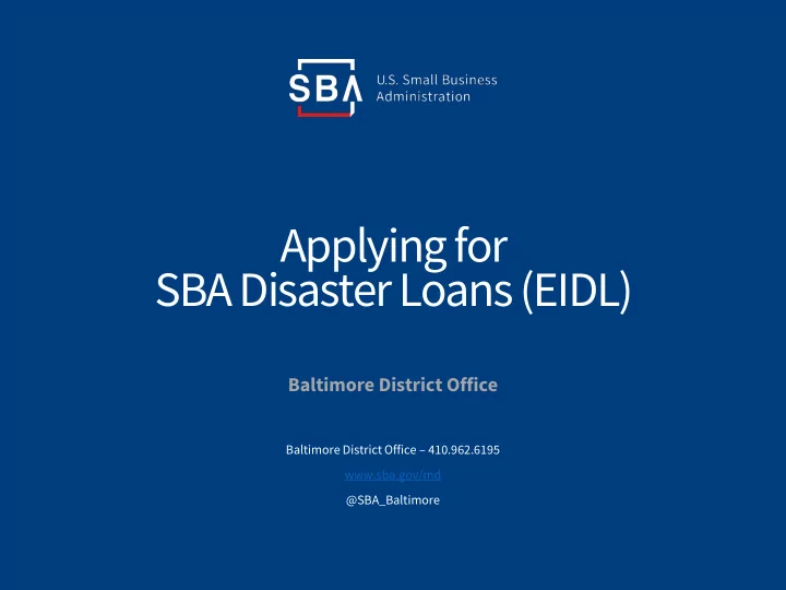 sba disaster loans eidl