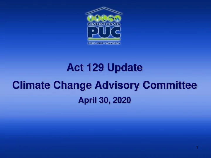 act 129 update climate change advisory committee
