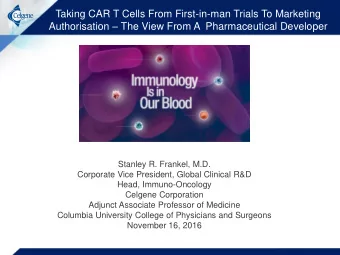 Authorisation  The View From A  Pharmaceutical Developer  Stanley R. Frankel, M.D.  Corporate