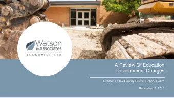 A Review Of Education  Development Charges  Greater Essex County District School Board  December