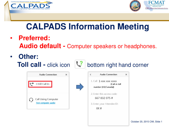 calpads information meeting