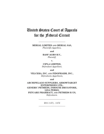 United States Court of Appeals  for the Federal Circuit  __________________________ MERIAL LIMITED