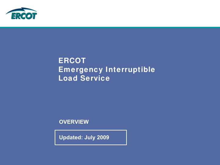 ercot emergency interruptible load service