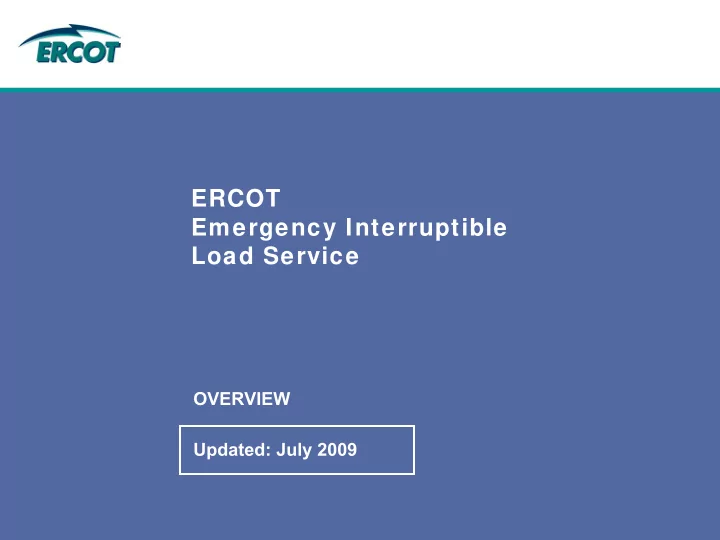 ercot emergency interruptible load service