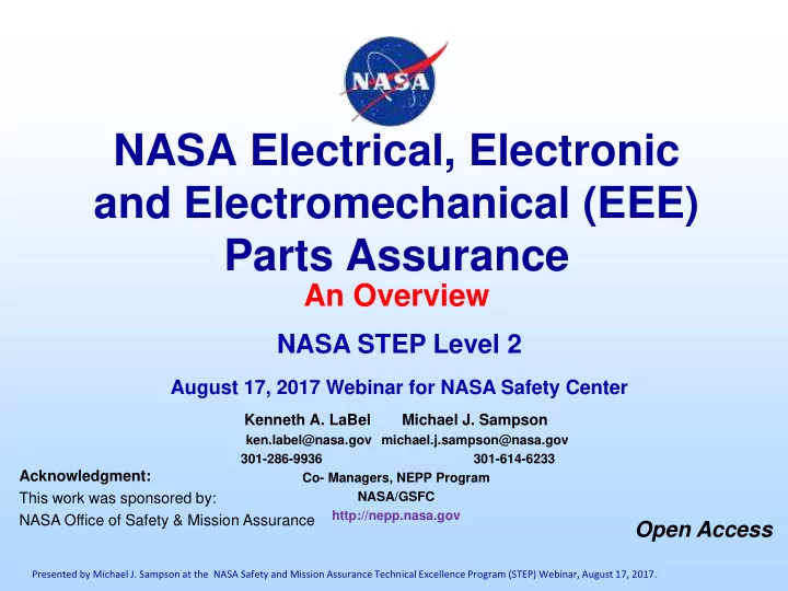 nasa electrical electronic and electromechanical eee