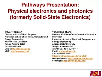 Pathways Presentation:  Physical electronics and photonics  (formerly Solid-State Electronics)