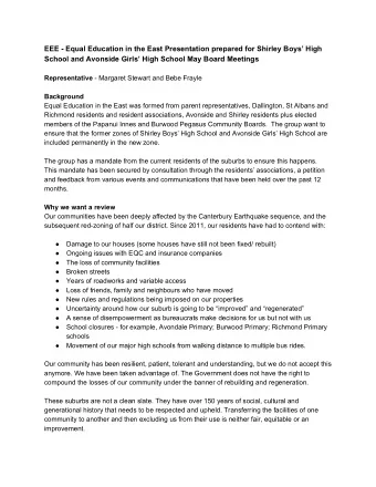 EEE - Equal Education in the East Presentation prepared for Shirley Boys High  School and