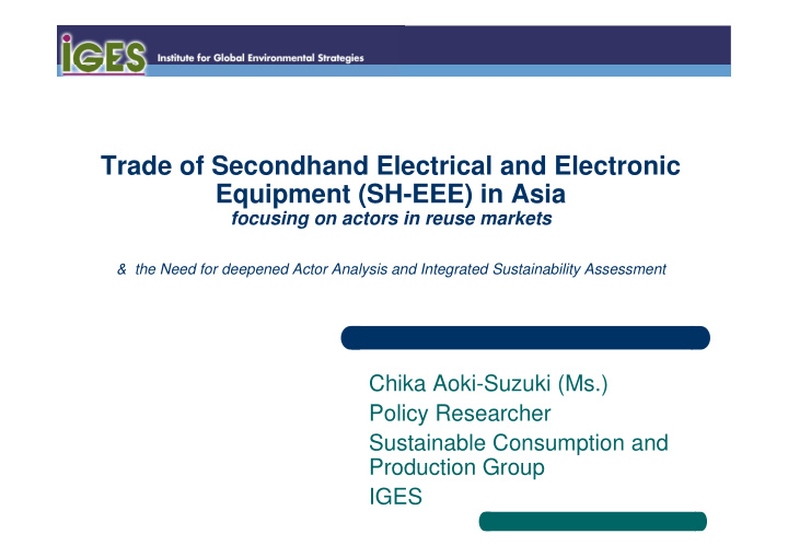 trade of secondhand electrical and electronic equipment