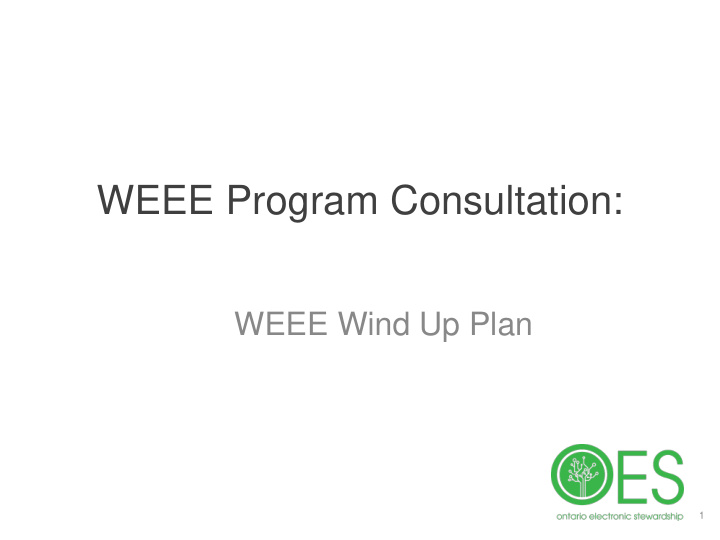 weee program consultation