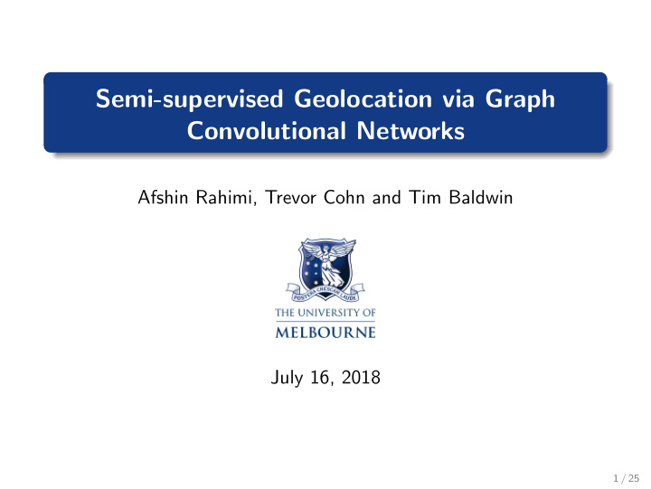semi supervised geolocation via graph convolutional