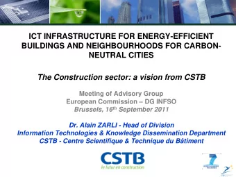 The Construction sector: a vision from CSTB  Meeting of Advisory Group European Commission  DG