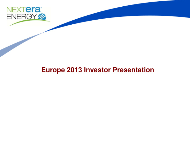 europe 2013 investor presentation