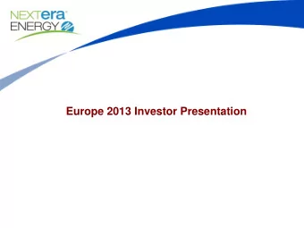 Europe 2013 Investor Presentation  Cautionary Statements And Risk Factors That May Affect  Future