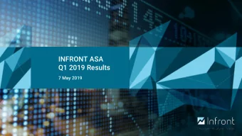 INFRONT ASA  Q1 2019 Results  7 May 2019  Disclaimer  This Presentation might include certain